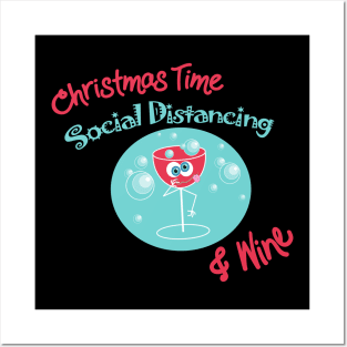 Christmas Time Social Distancing and Wine Posters and Art